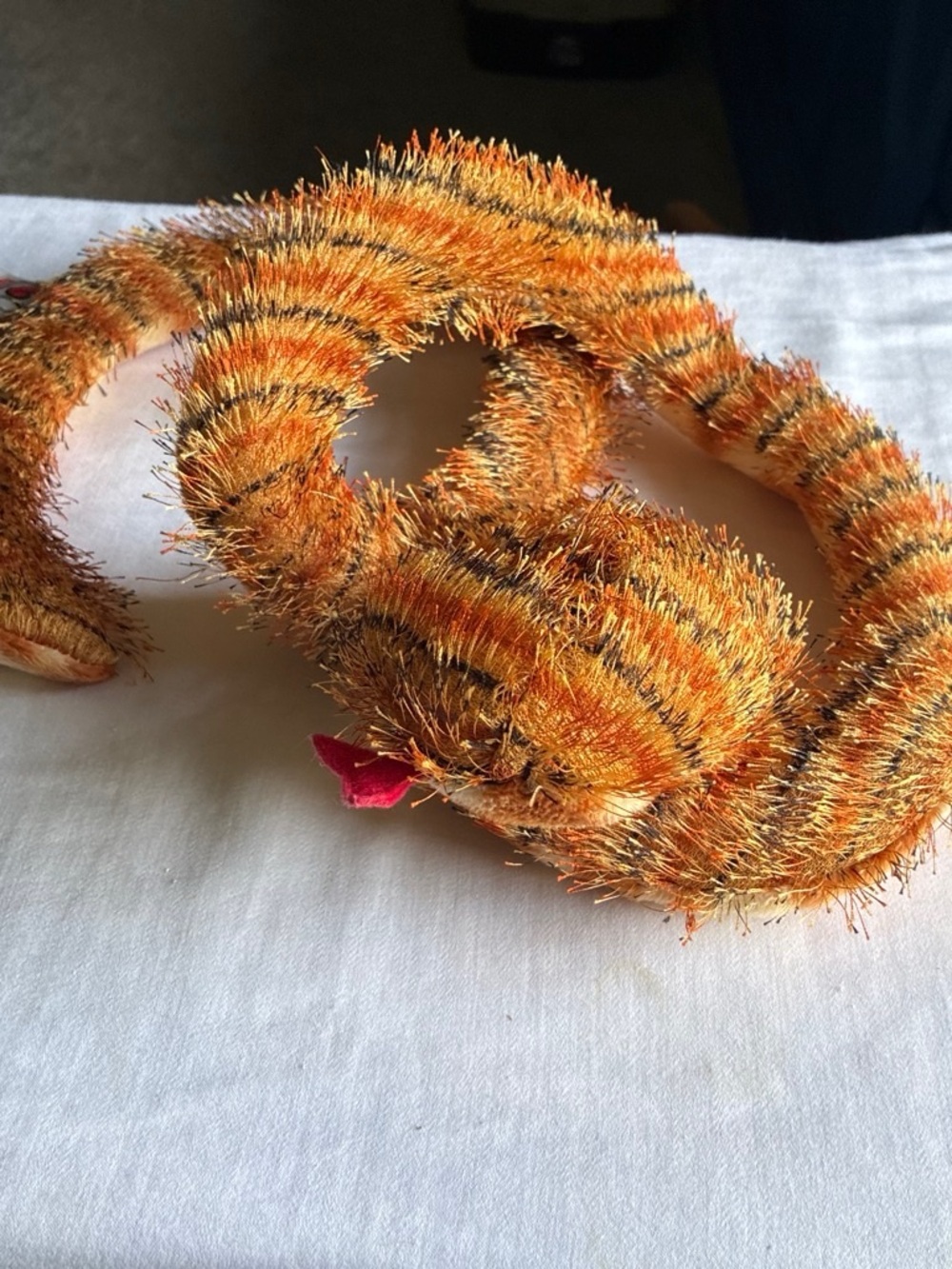 GANZ Orange and Brown Fuzzy Snake Scarf